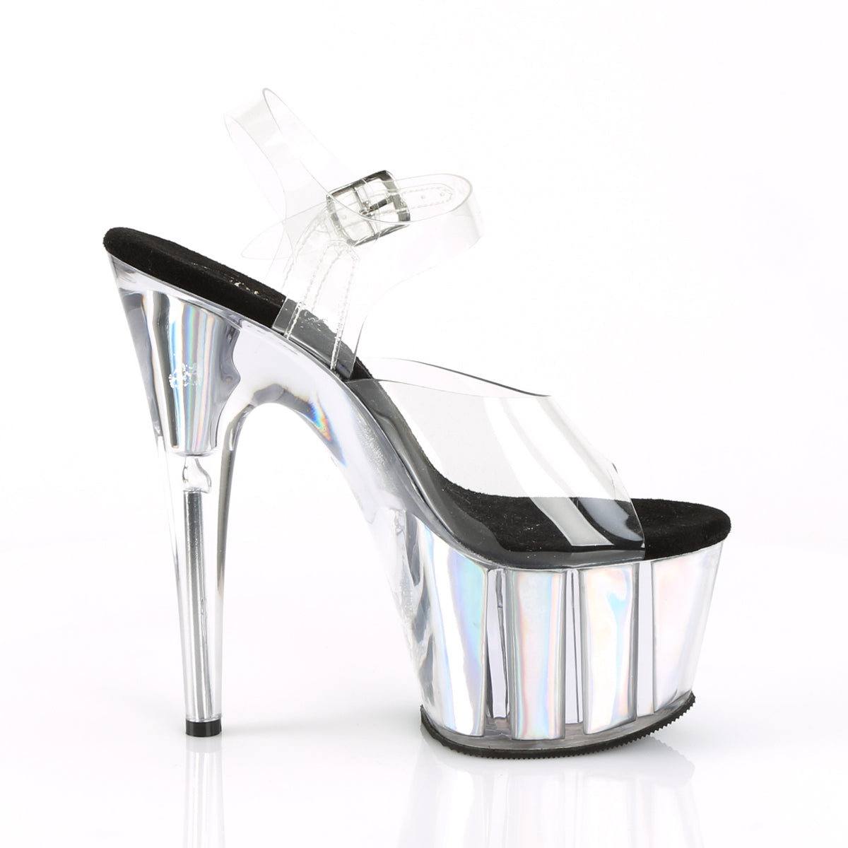 ADORE-708HGI Sexy 7" Heel Clear Silver Hologram Sexy Shoes-Pleaser- Sexy Shoes Fetish Heels