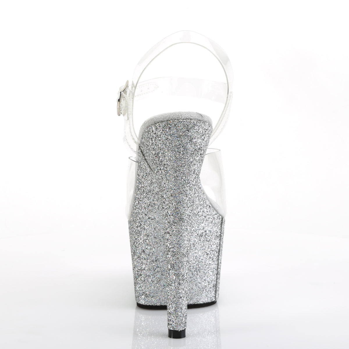 ADORE-708HMG Sexy 7" Heel Clear Silver Glitter Pole Shoes-Pleaser- Sexy Shoes Fetish Footwear