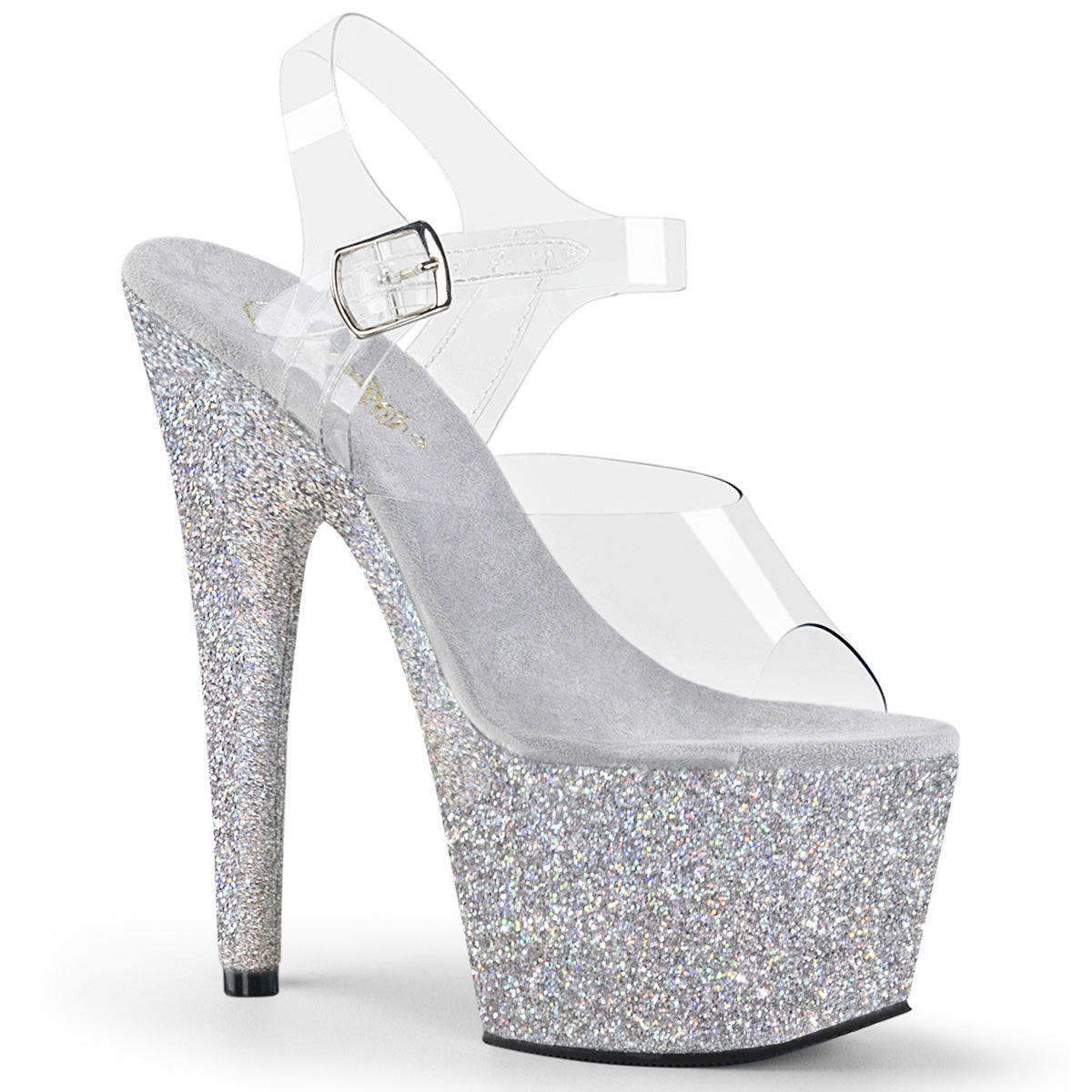 Adore-708hmg Sexy 7 "Heel Clear Silver Glitter Pole Shoes