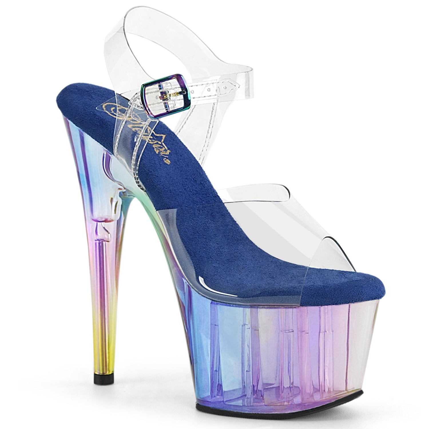 ADORE-708HT Pleaser Blue Multi Tinted Platform Pole Dancing Heels