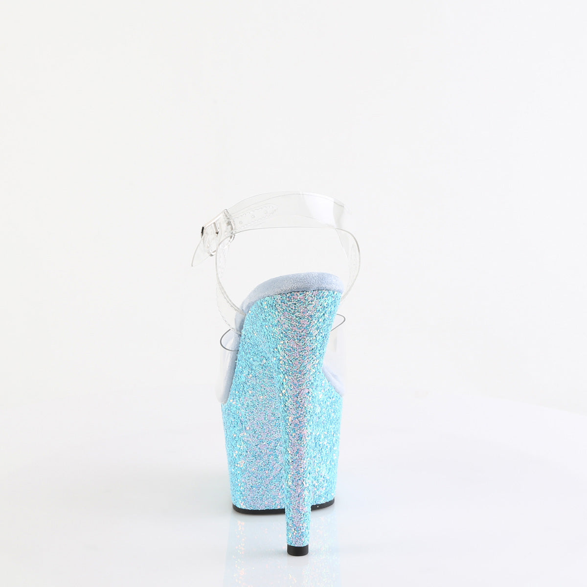 ADORE-708LG Pleaser 7 Inch Baby Blue Glitter Platform High Heel Sandals