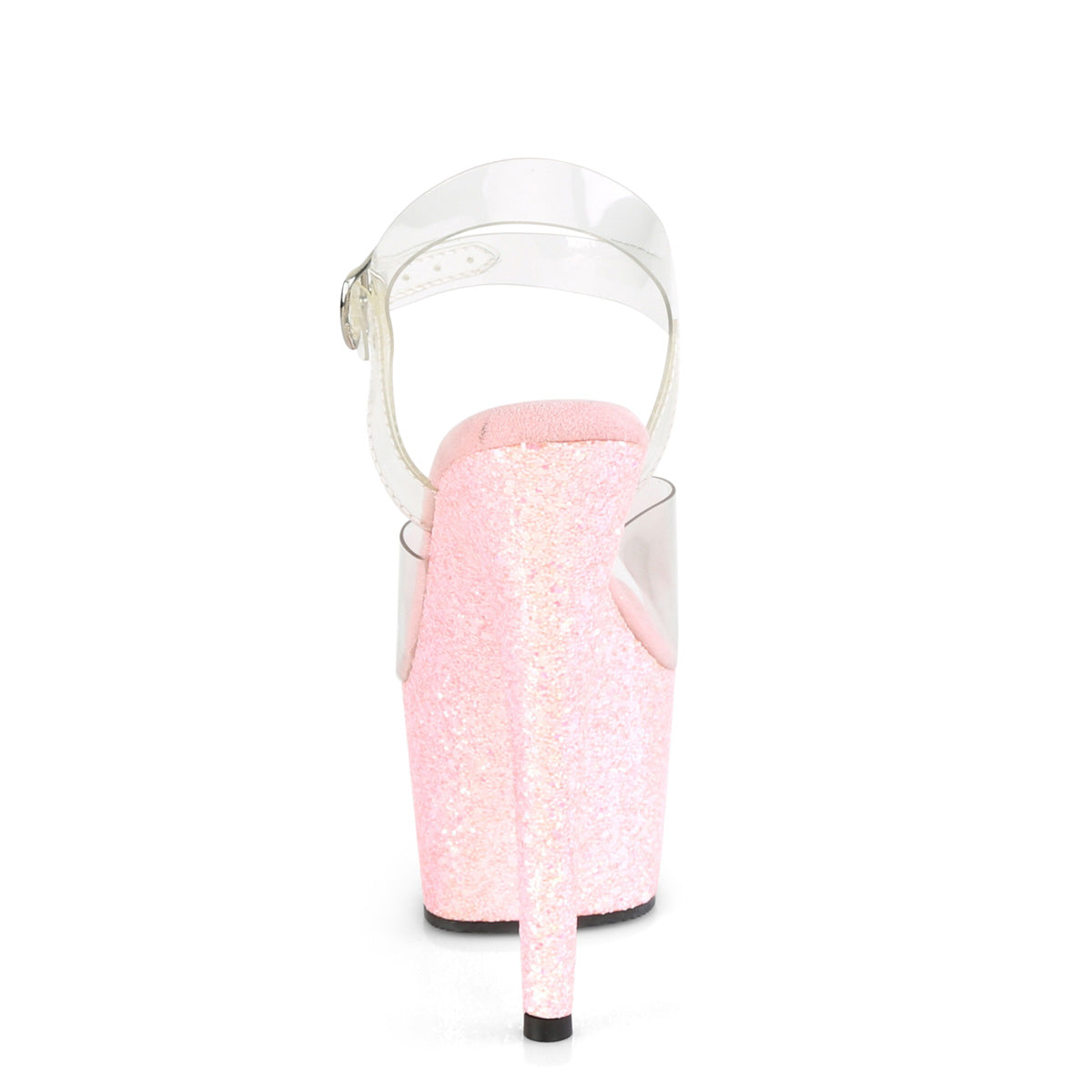 ADORE-708LG 7" Heel Clear B Pink Glitter Pole Dancer Sandals-Pleaser- Sexy Shoes Fetish Footwear