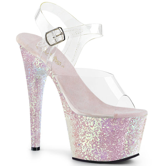 ADORE-708LG 7" Heel Clear Opal Glitter Sexy Sandals-Pleaser- Sexy Shoes