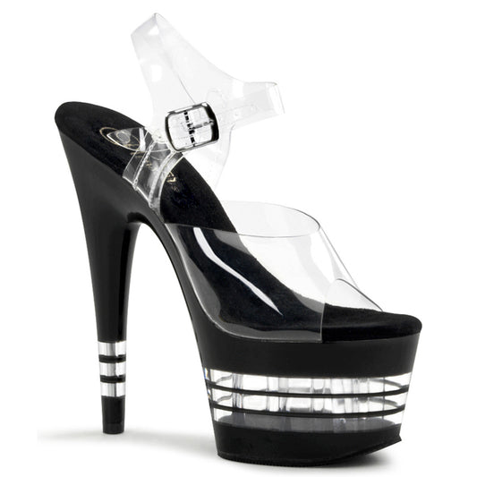 ADORE-708LN 7" Heel Clear and Black Pole Dancing Shoes-Pleaser- Sexy Shoes