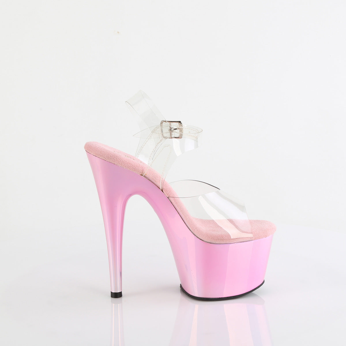 ADORE-708LQ Pleaser 7 Inch Baby Pink Hologram Platform Pole Dancing Heels