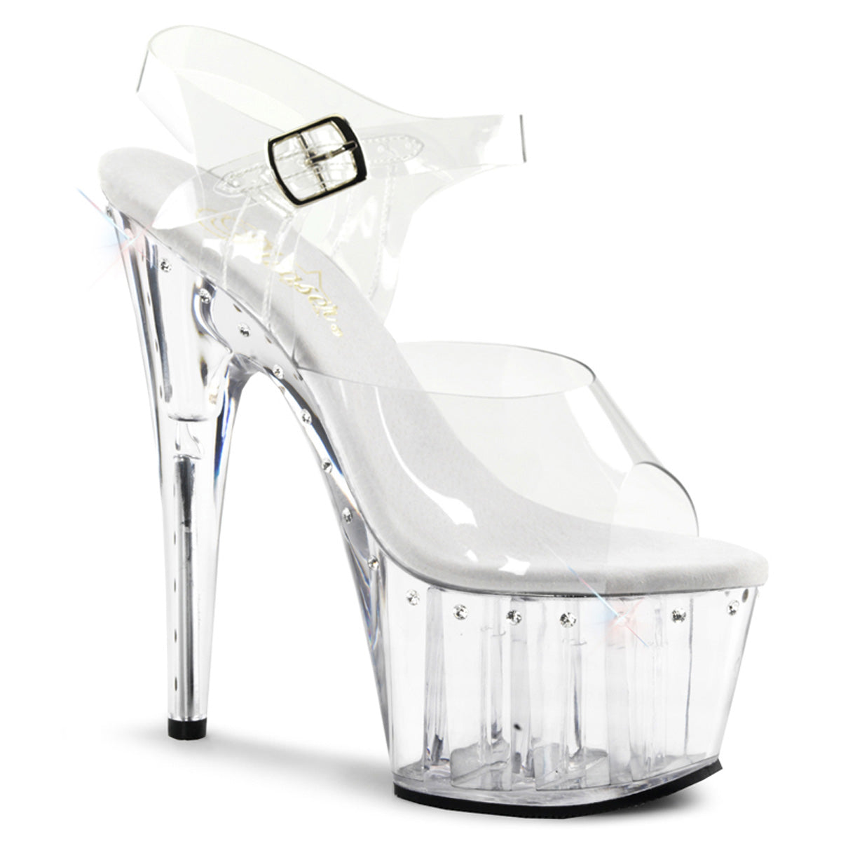 ADORE-708LS Pleasers 7 Inch Heel Clear Pole Dancing Ankle Shoes
