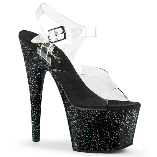 ADORE-708MG 7" Heel Clear and Black Pole Dancing Shoes-Pleaser- Sexy Shoes