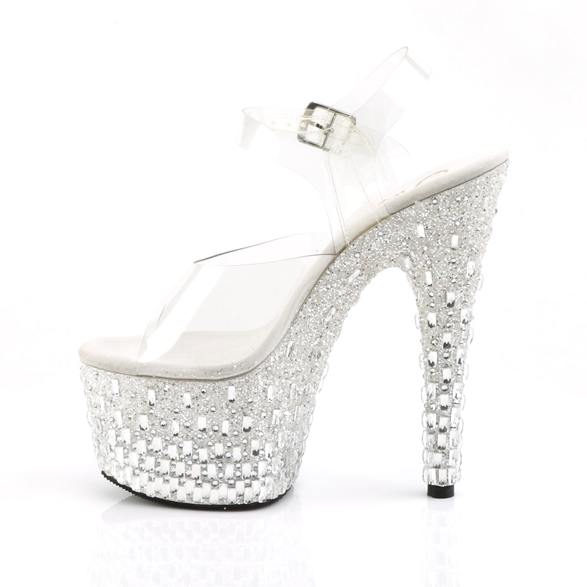 ADORE-708MR-5 7" Heel Clear and White Exotic Dancing Shoes-Pleaser- Sexy Shoes Pole Dance Heels
