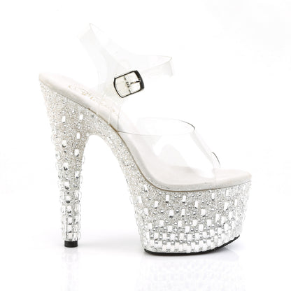 ADORE-708MR-5 7" Heel Clear and White Exotic Dancing Shoes-Pleaser- Sexy Shoes Fetish Heels