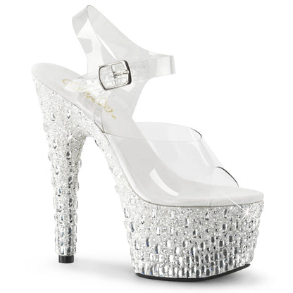 ADORE-708MR-5 Pleaser 7" Heel White Silver Bling Exotic Dancing Shoes