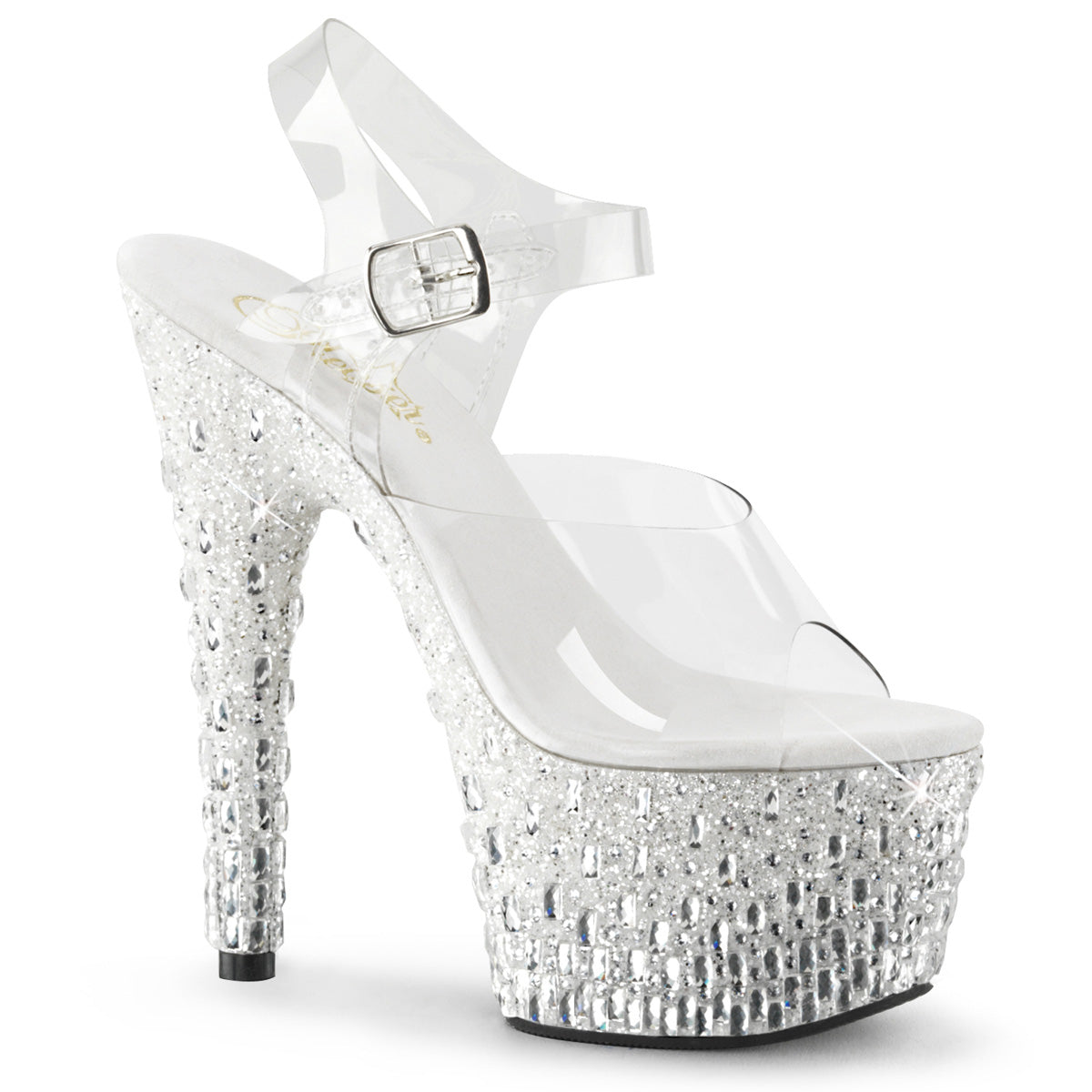 ADORE-708MR-5 7" Heel Clear and White Exotic Dancing Shoes-Pleaser- Sexy Shoes