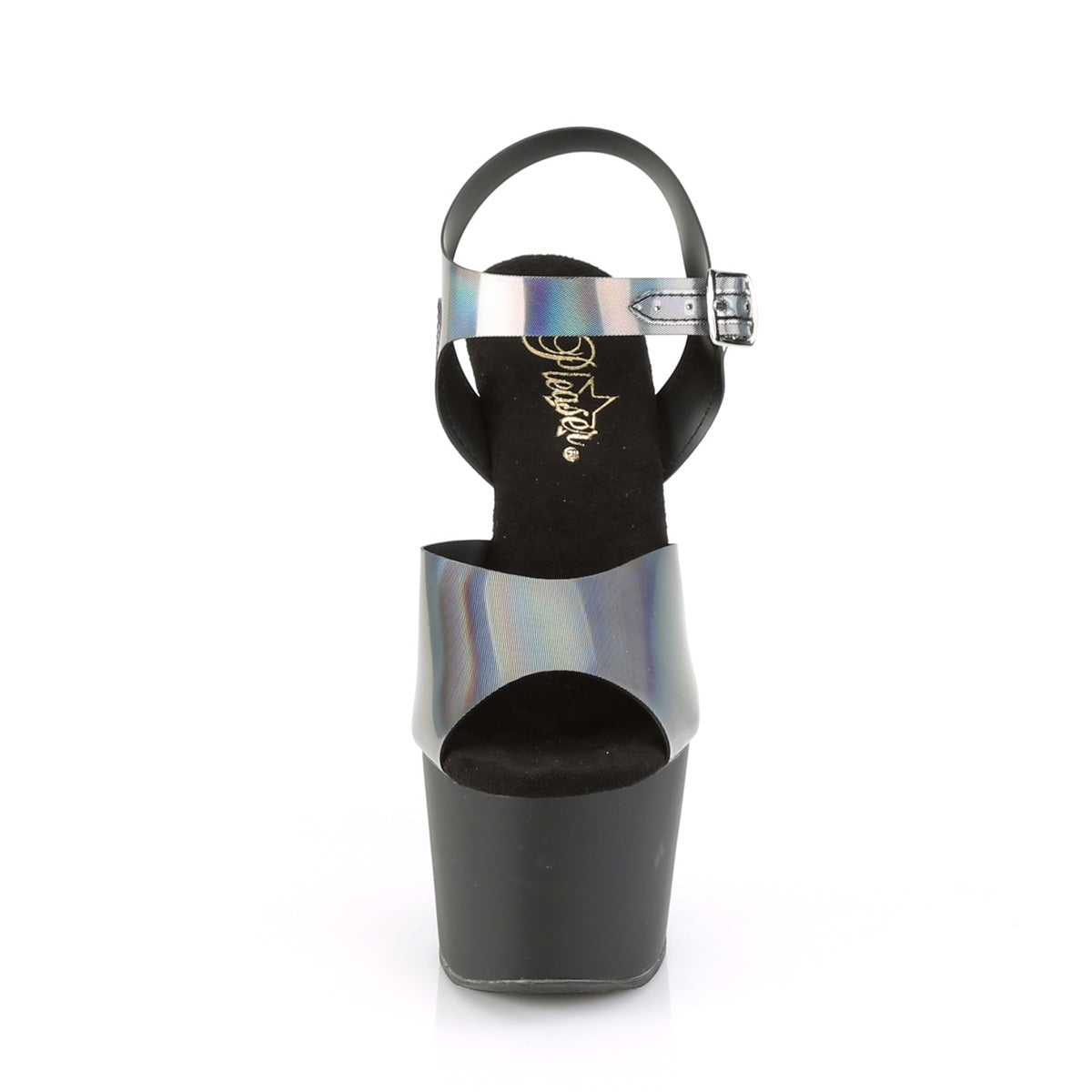 adore 708n dt pleaser platforms exotic dancing sexy pewter hologram tpu black matte fetish footwear