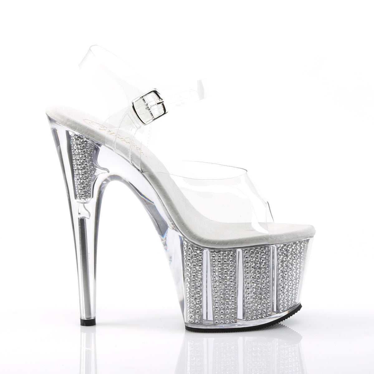 ADORE-708SRS 7 Inch Heel Clear Silver Multi Fetish Sandals-Pleaser- Sexy Shoes Fetish Heels