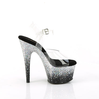ADORE-708SS Pleaser Black-Silver Multi Glitter Platform Exotic Dancing Heels