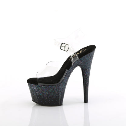 ADORE-708SS Pleaser Black Multi Glitter Platforms Exotic Dancing Heels