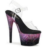 ADORE-708SS Pleaser Black-Purple Multi Glitter Platform Pole Dancing Heels