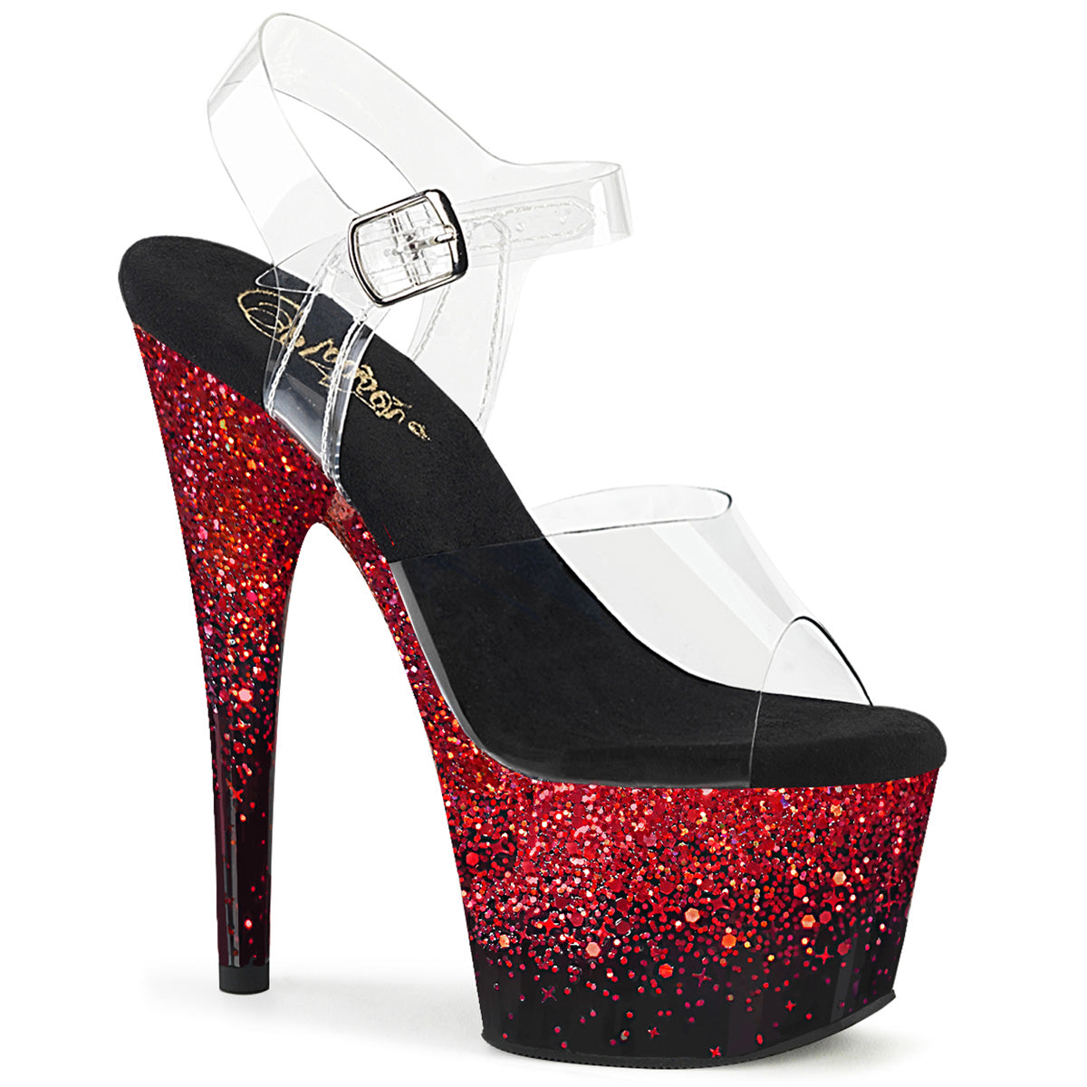 ADORE-708SS Pleaser Black-Red Glitter Platform Exotic Dancing High Heels