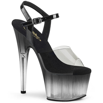 ADORE-708T-2 Pleasers 7 Inch Black Smoke Ombre Exotic Dancing Ankle Strap Heels