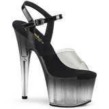 Adore-708T-2 Pleasers 7 pulgadas de humo negro ombre exótico bailando tacones de tobillo