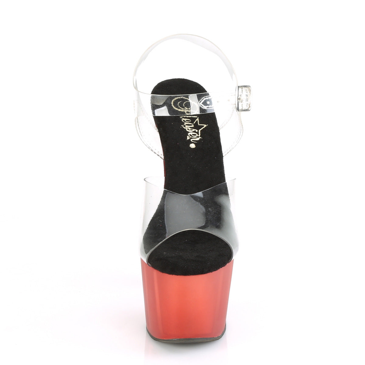 ADORE-708T 7" Heel Clear and Red Frosted Pole Dancing Shoes-Pleaser- Sexy Shoes Alternative Footwear