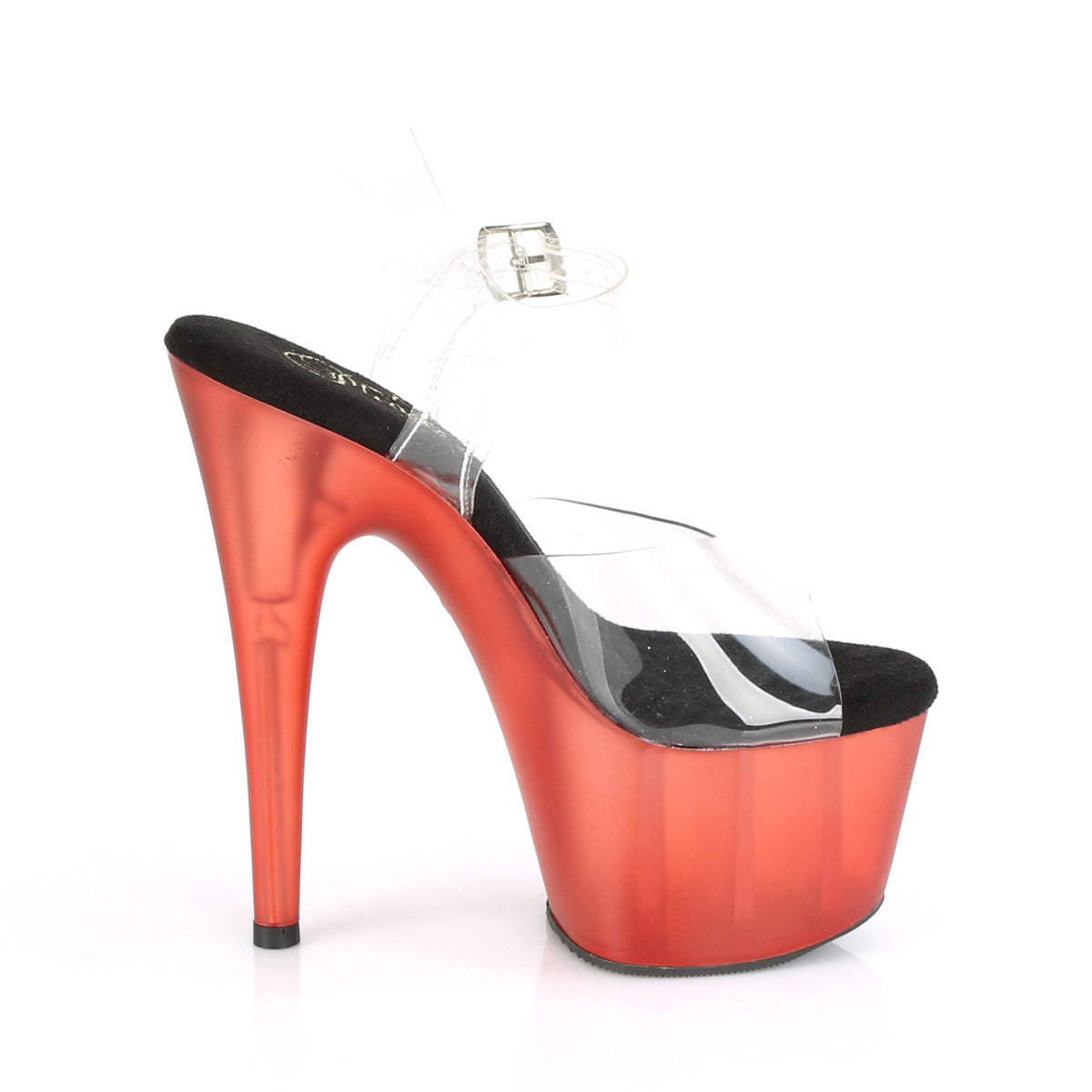 ADORE-708T 7" Heel Clear and Red Frosted Pole Dancing Shoes-Pleaser- Sexy Shoes Fetish Heels