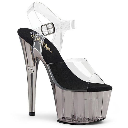 ADORE-708T 7" Heel Clear and Smoke Tinted Pole Dancing Shoes-Pleaser- Sexy Shoes