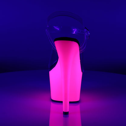 ADORE-708UV 7" Heel Clear Neon Pink Pole Dancing Shoes-Pleaser- Sexy Shoes Fetish Footwear