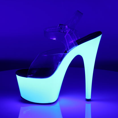 ADORE-708UV 7 Inch Heel Clear Neon White Pole Dancing Shoes-Pleaser- Sexy Shoes Pole Dance Heels