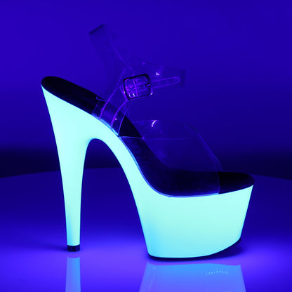 ADORE-708UV 7 Inch Heel Clear Neon White Pole Dancing Shoes-Pleaser- Sexy Shoes Fetish Heels