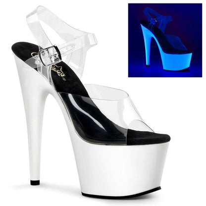 ADORE-708UV Pleaser 7 Inch Neon White UV Pole Dancing High Heel Shoes