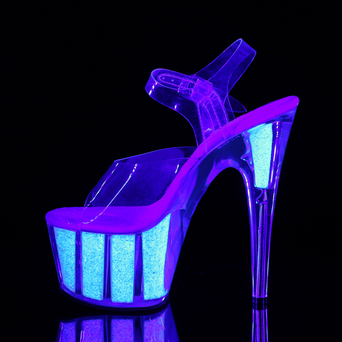 ADORE-708UVG 7 Inch Clear Neon Opal Glitter Pole Dancer Shoe-Pleaser- Sexy Shoes Pole Dance Heels