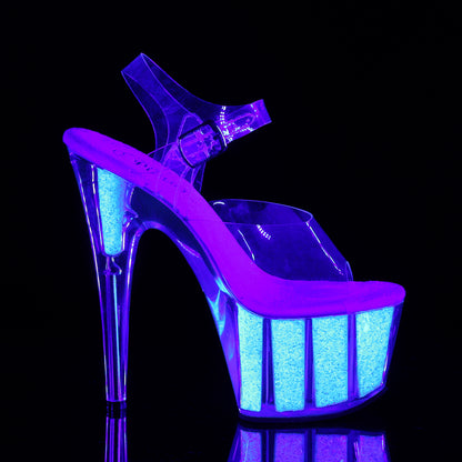 ADORE-708UVG 7 Inch Clear Neon Opal Glitter Pole Dancer Shoe-Pleaser- Sexy Shoes Fetish Heels