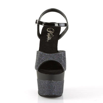 ADORE-709-2G 7" Heel Black Glitter/Black Glitter Shoes-Pleaser- Sexy Shoes Alternative Footwear