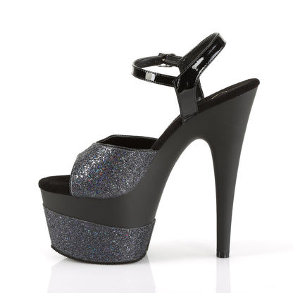 ADORE-709-2G 7" Heel Black Glitter/Black Glitter Shoes-Pleaser- Sexy Shoes Pole Dance Heels