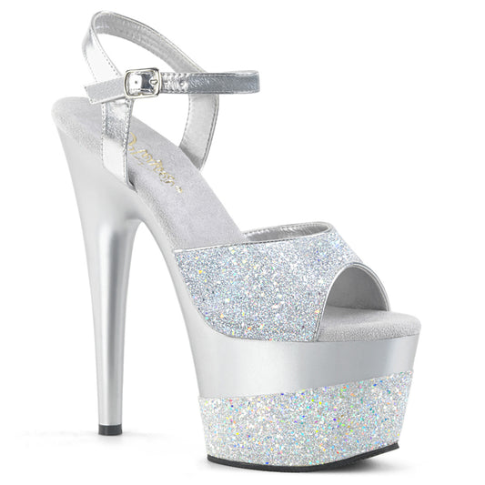 ADORE-709-2G 7" Heel Silver Glitter Pole Dancing Shoes-Pleaser- Sexy Shoes