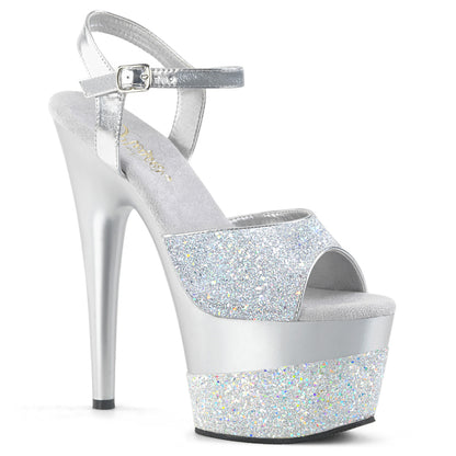 ADORE-709-2G Pleaser 7" Heel Silver Glitter PoleDancing High Heel Shoes