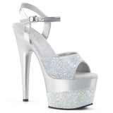 Adore-709-2G Pleaser 7 "Tacón plateado Silver Glitter Poledancing High Heel Zapatos