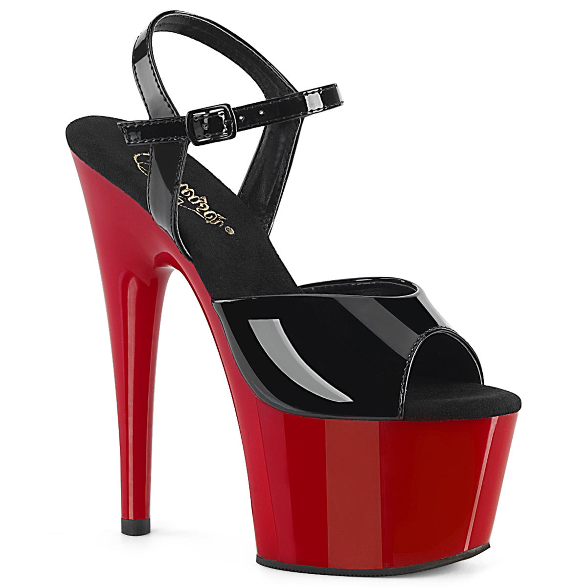 ADORE-709 7 Inch Heel Black Patent Red Pole Dancer Platform Shoes