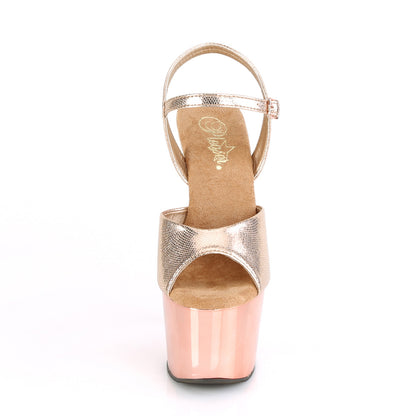 ADORE-709 7" Heel Rose Gold Textured Met Strippers Shoes-Pleaser- Sexy Shoes Alternative Footwear