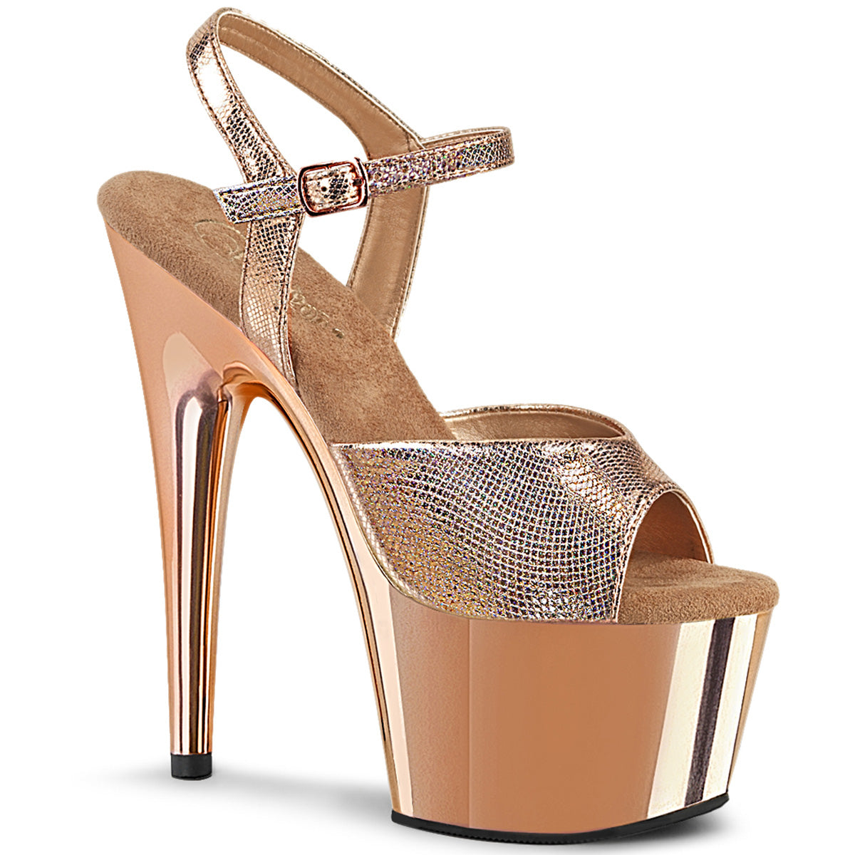 ADORE-709 7" Heel Rose Gold Textured Met Strippers Shoes-Pleaser- Sexy Shoes