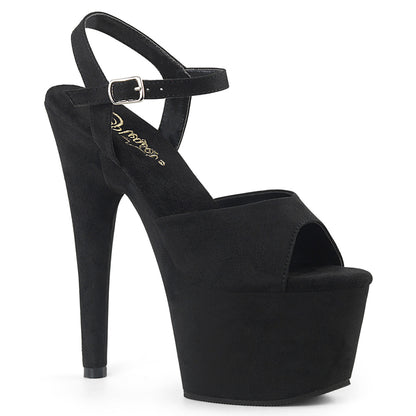 ADORE-709FS Pleaser 7 Inch Heel Black Faux Suede Stripper Shoes