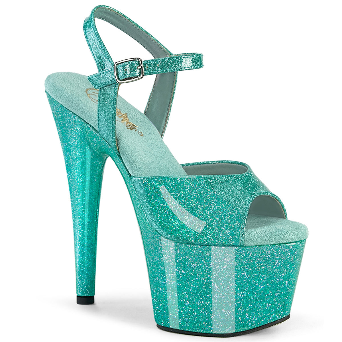 ADORE-709GP Pleaser 7 Inch Aqua Glitter Patent Pole Dancing Heels