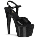 ADORE-709GP Pleaser 7 Inch Black Glitter Pole Dancing Heels