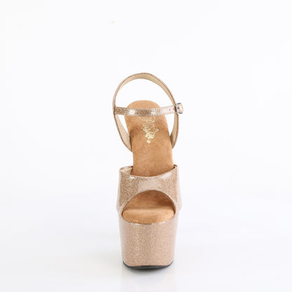ADORE-709GP Pleaser 7 Inch Gold Glitter Patent Pole Dancing Heels