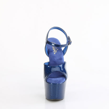 ADORE-709GP Pleaser 7 Inch Navy Blue Glitter Pole Dancing Heels