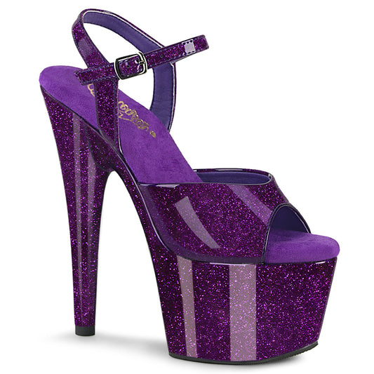 ADORE-709GP Pleaser Purple Glitter Pole Dancing 7 Inch Heels