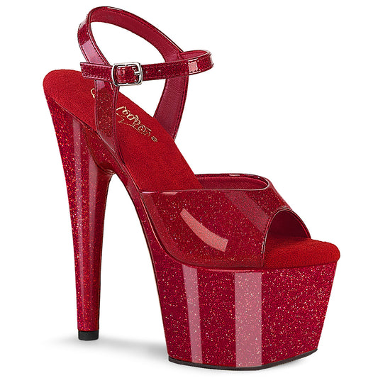 ADORE-709GP Pleaser 7 Inch Ruby Red Glitter Pole Dancing Heels