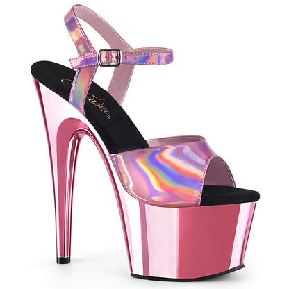 ADORE-709HGCH Pleaser 7" Heel Baby Pink Chrome Stripper Shoes