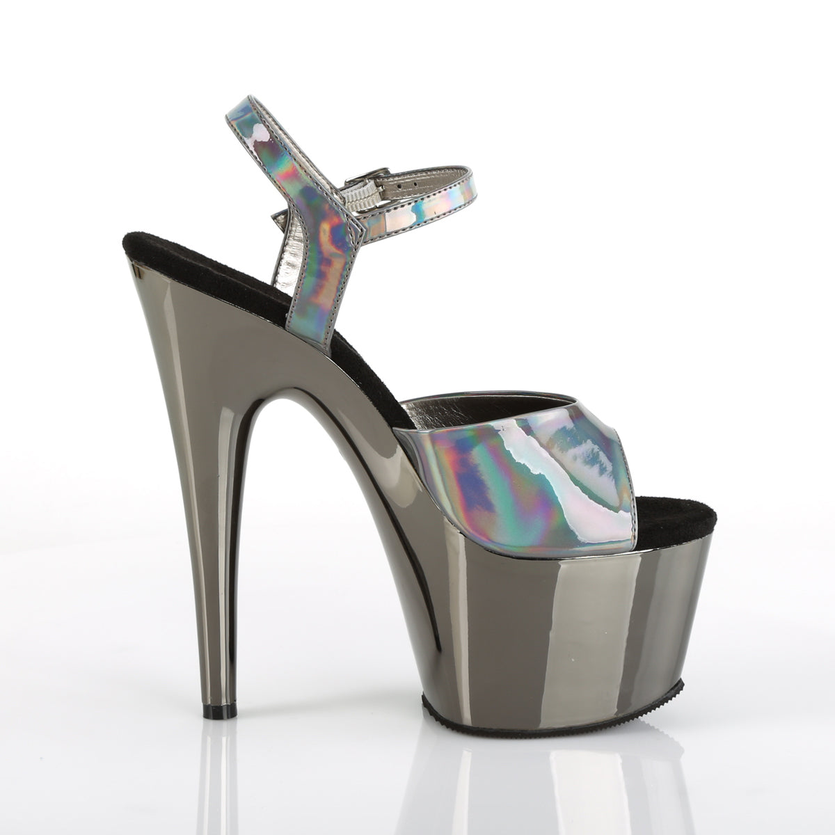 ADORE-709HGCH Pleaser 7 Inch Heel Pewter Pole Dancing Shoes-Pleaser- Sexy Shoes Fetish Heels