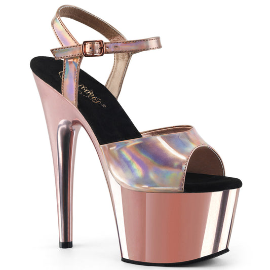 ADORE-709HGCH 7" Heel Rose Gold Holo Sexy Sandals-Pleaser- Sexy Shoes